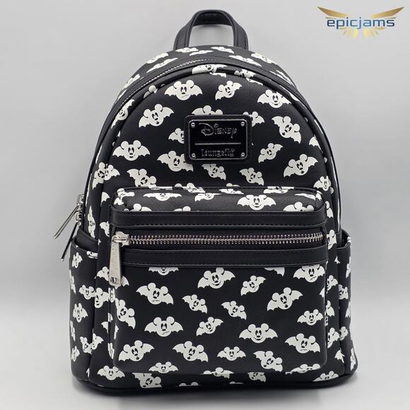 Loungefly Disney Totally Batty Mickey Bat AOP Mini Backpack Glow in the Dark New - Picture 1 of 5